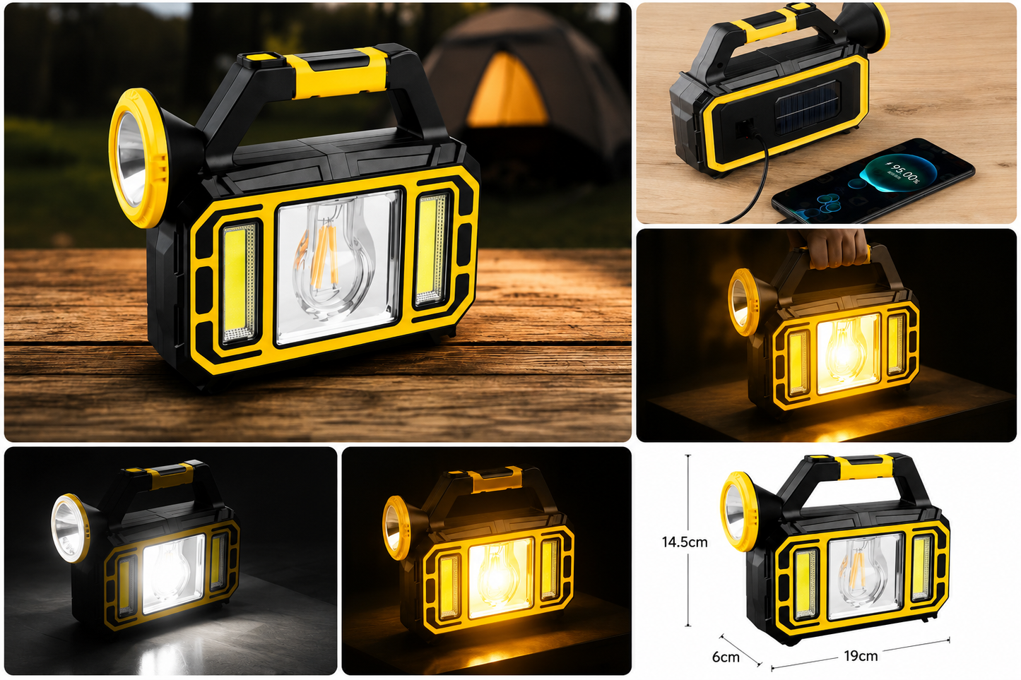 Linterna Solar LED Recargable Multifuncional 🔦⚡