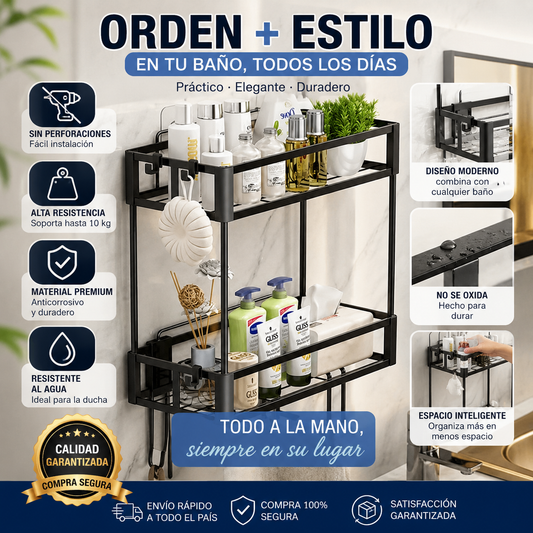 🚿 Organiza tu Baño en Minutos | Repisa Premium 2 Niveles Sin Perforar