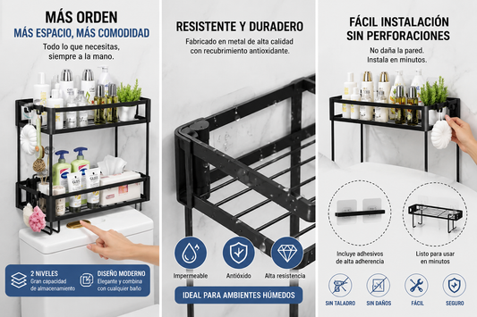 🚿 Organiza tu Baño en Minutos | Repisa Premium 2 Niveles Sin Perforar